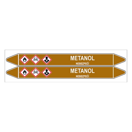 Značení potrubí, metanol,2 ks, 450 × 52 mm